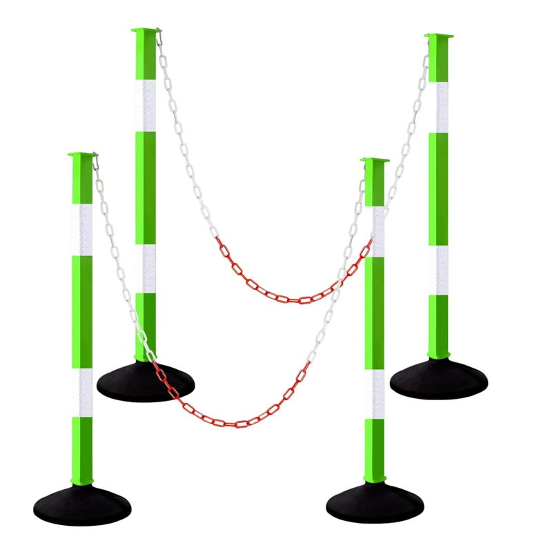 Alyoen Traffic Delineator Post with Weighted Base & Reflective Collars,Adjustable Parking Cones,Orange Driveway Barrier Stanchion with 4 FT Chains for Traffic Crowd Control（Patented） - Image 1